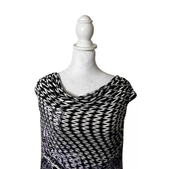 White House Black Market Cowl Neck Tunic Style Patterned Dress Designer US XS - Picture 2 of 8